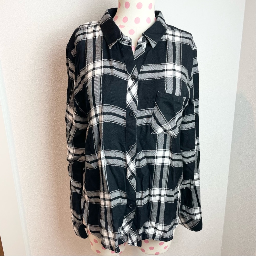 Rails Nwt Hunter Button Up Shirt Onyx White Women… - image 2